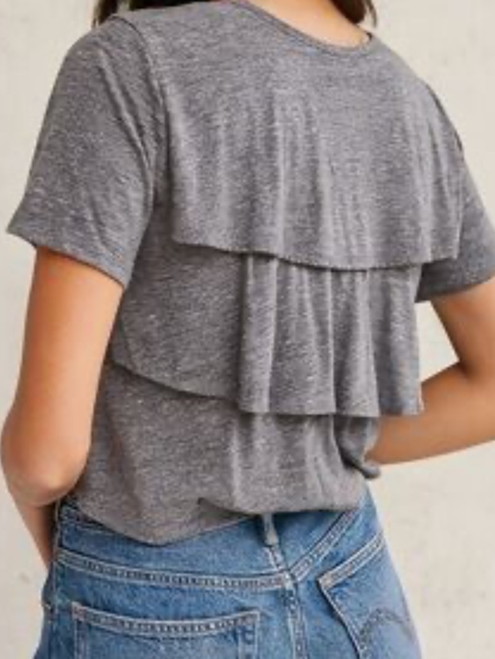 AMO Layered Back Short Sleeve Tee - Gray
